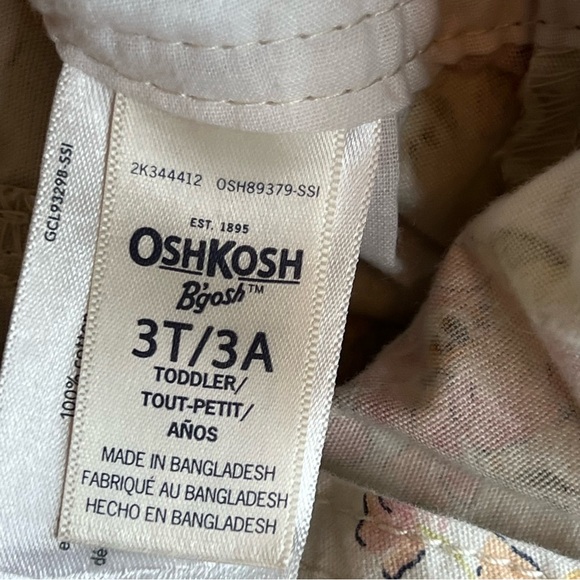 Oshkosh B’gosh Pink & Orange Floral Vestbak Shorts Overalls Sz 3T Cottage Core - Picture 7 of 13